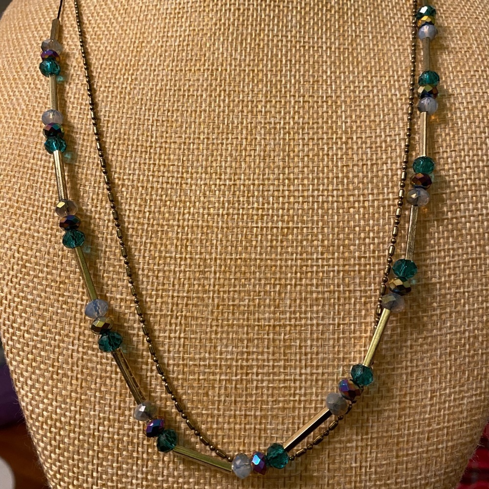 ✨2 for $30✨ Antique Gold/Bronze Tone Faceted Glass Bead Station Necklace